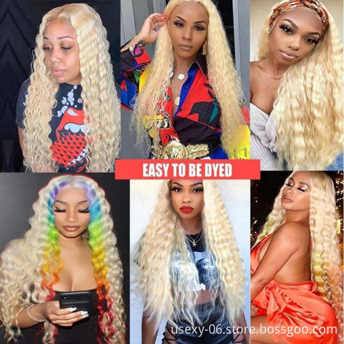 Full lace glueless colorful natural 613 virgin hair human hd lace front wig vendors deep wave wig human hair blonde wigs